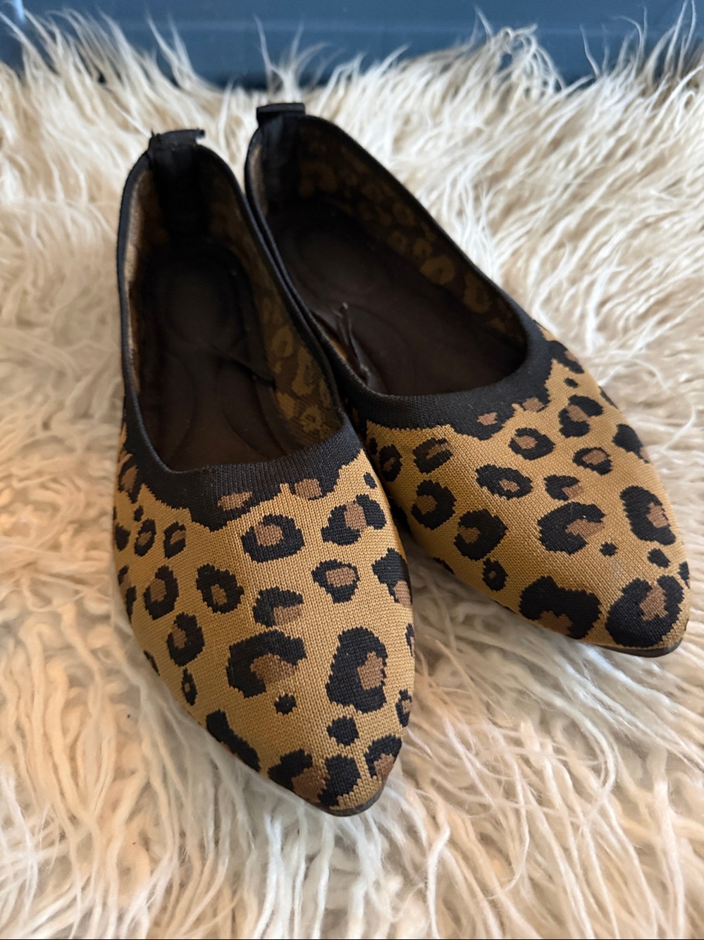 Women’s Leopard Print Pointed Toe Flats - Black & Tan